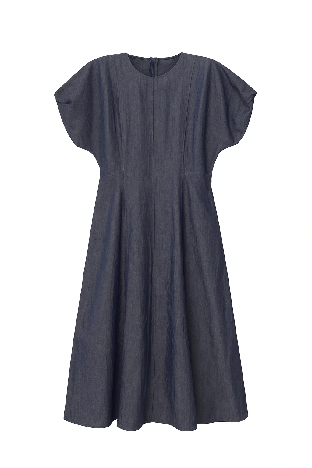 Midi Dress with Puffed Short Sleeve