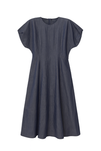 Midi Dress with Puffed Short Sleeve