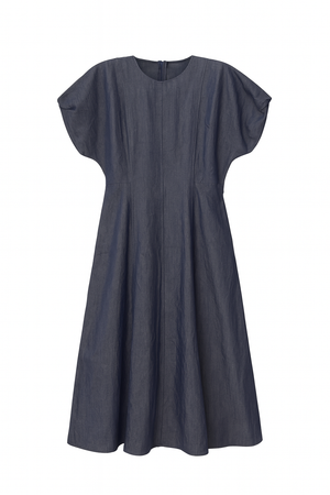 Midi Dress with Puffed Short Sleeve
