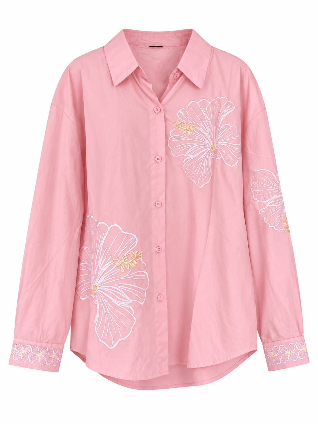 Oversized Shirt with Embroidered Floral