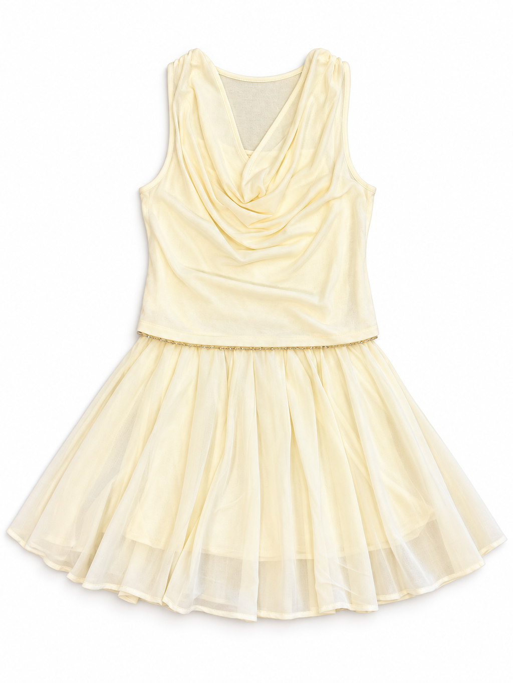 Sleeveless Cowl Neck Bow Mini Dress