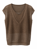Layered V-Neck Crochet Top