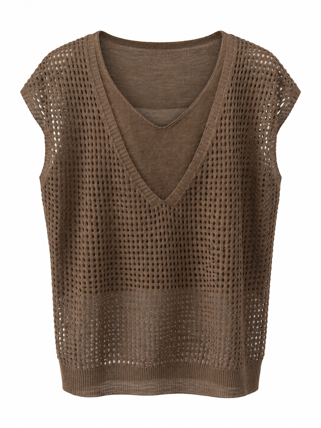 Layered V-Neck Crochet Top