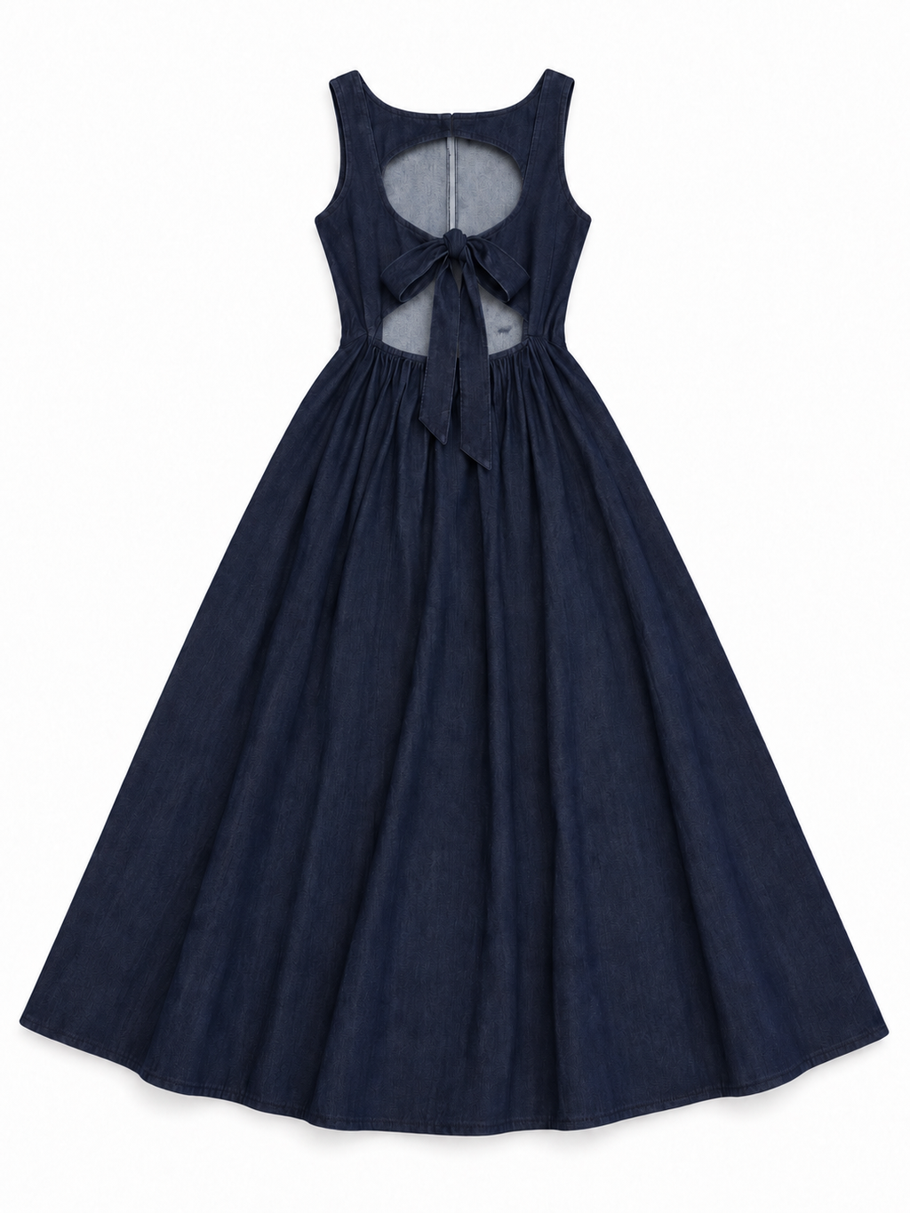Bow Back Denim Midi Dress