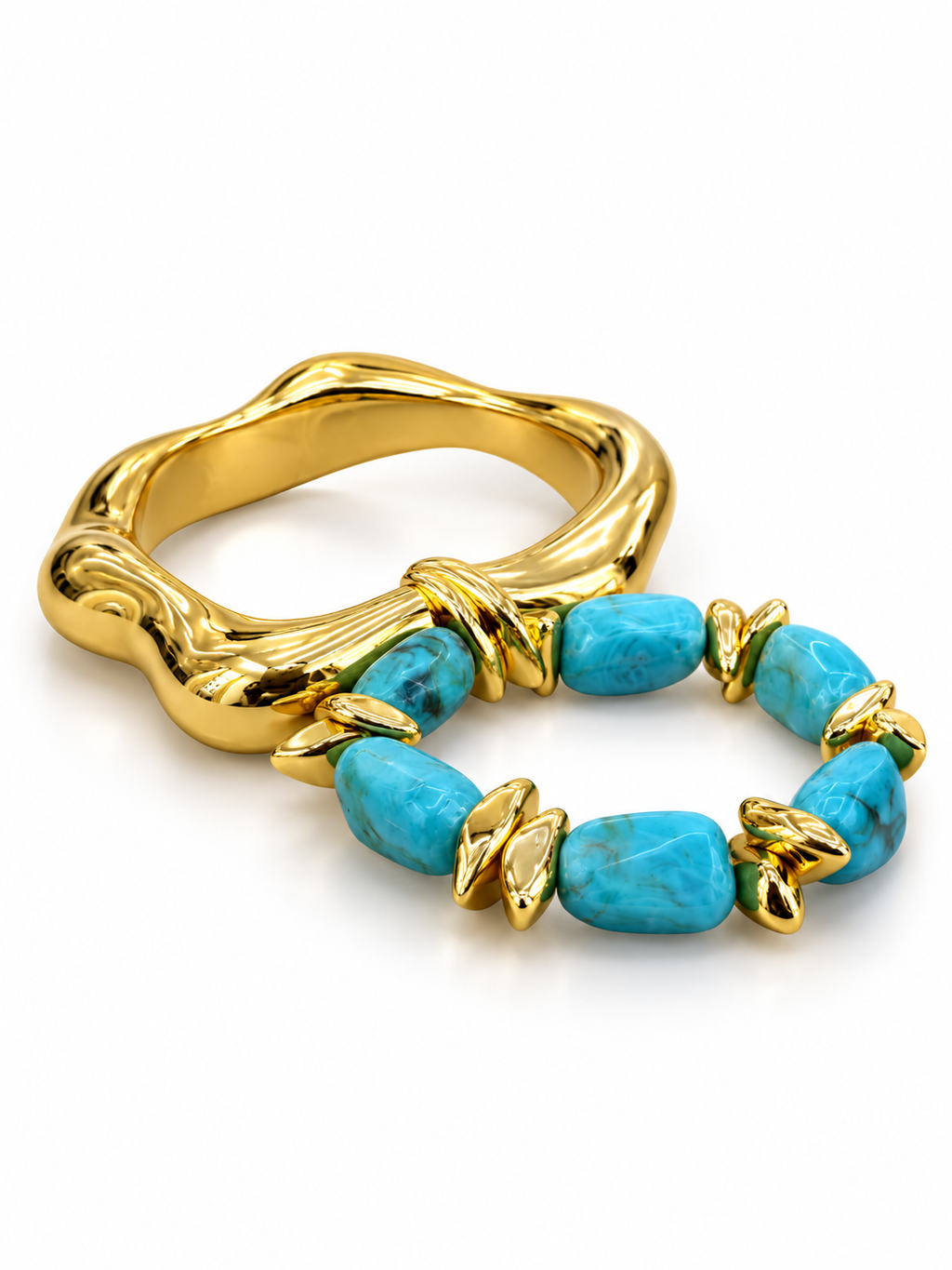 Turquoise & Gold Bracelet Duo
