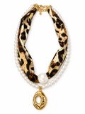 Leopard Print & Pearl Layered Necklace
