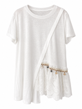 Asymmetric Lace & Shell Detail Top