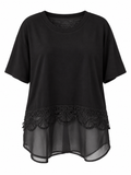 Lace & Sheer Hem Top