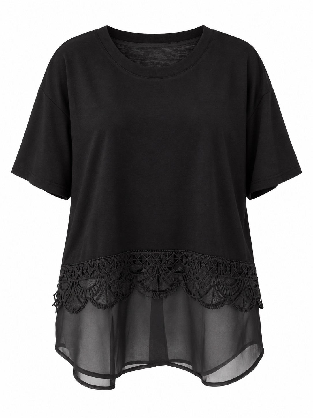 Lace & Sheer Hem Top
