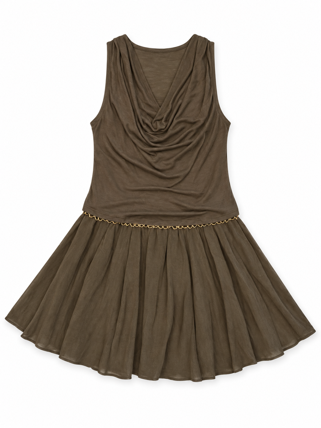 Sleeveless Cowl Neck Bow Mini Dress