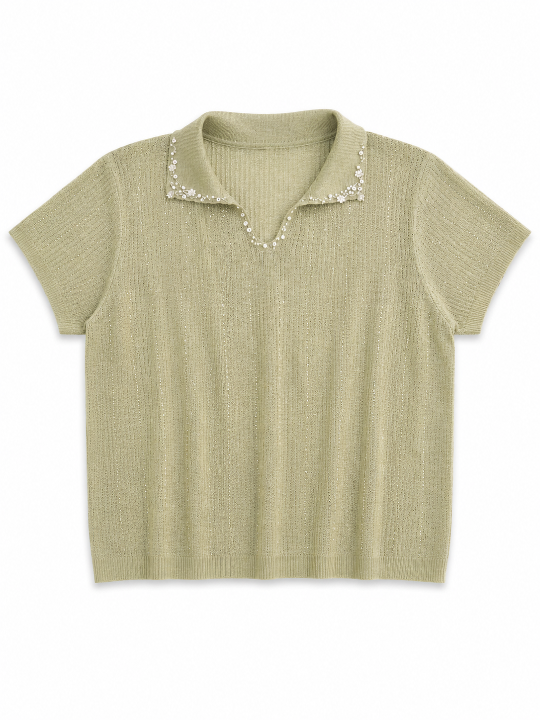 Pearl Collar Knit Top
