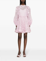 Load image into Gallery viewer, Organza Mini Dress With Floral Appliques
