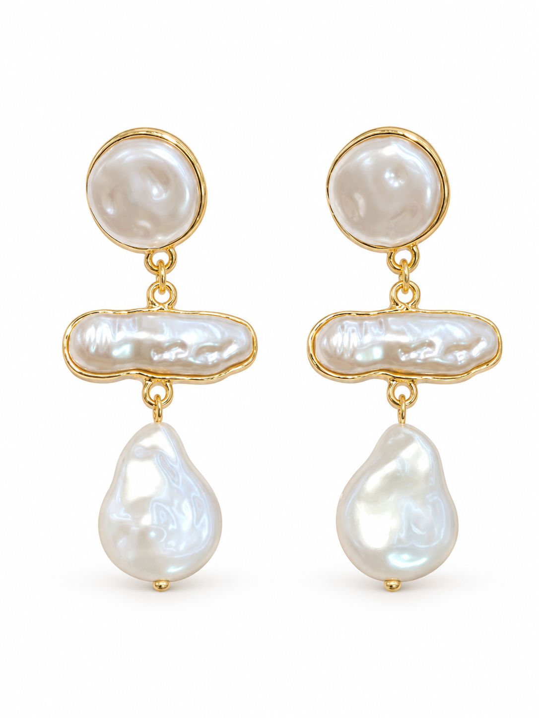 Triple Pearl Drop Earrings