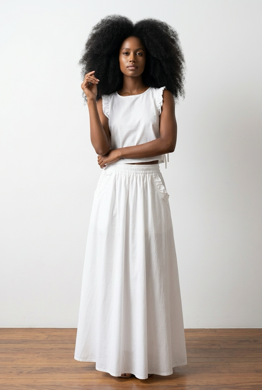 Ruffle Trim Top & Maxi Skirt Co-Ord Set