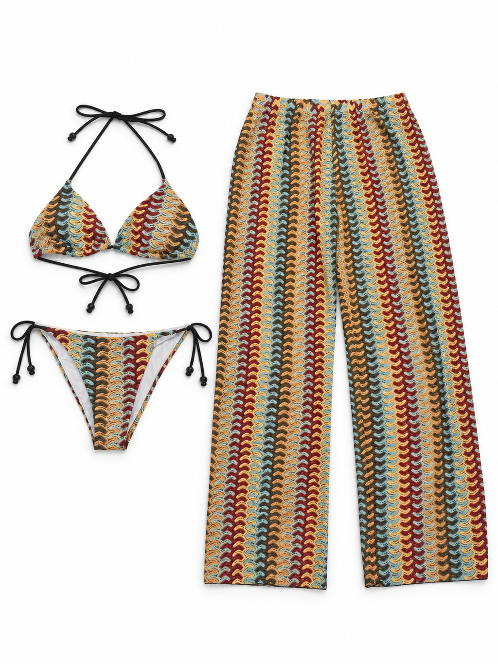Wave Print Bikini Set