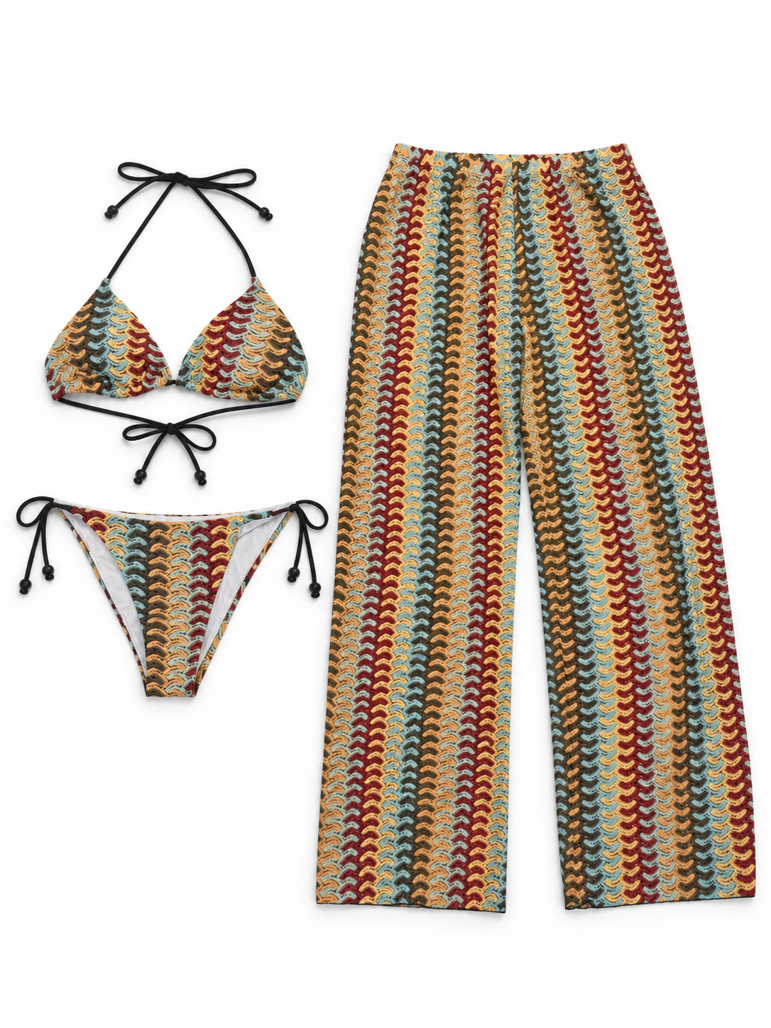 Wave Print Bikini Set