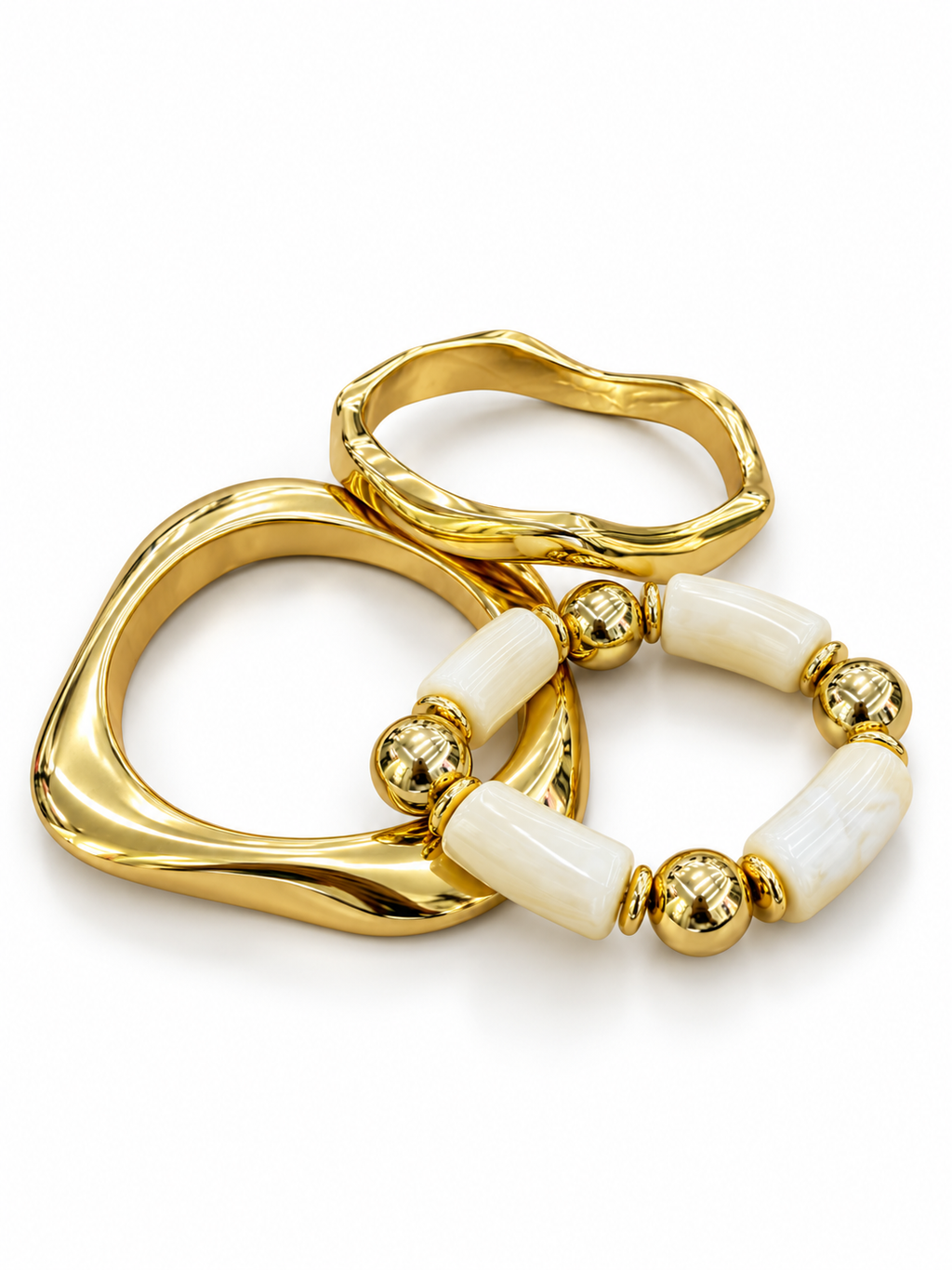 White & Gold Bracelet Trio