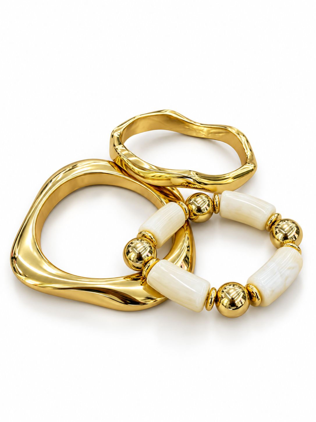 White & Gold Bracelet Trio