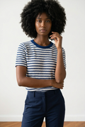 Striped Textured Short-Sleeve Top