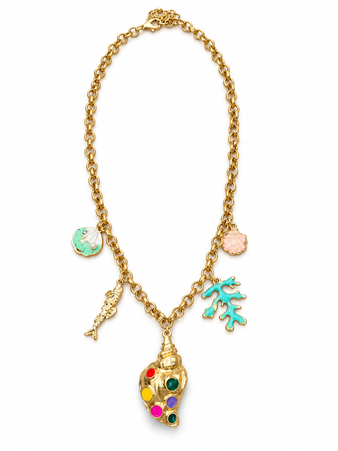 Colorful Seashell Charm Necklace
