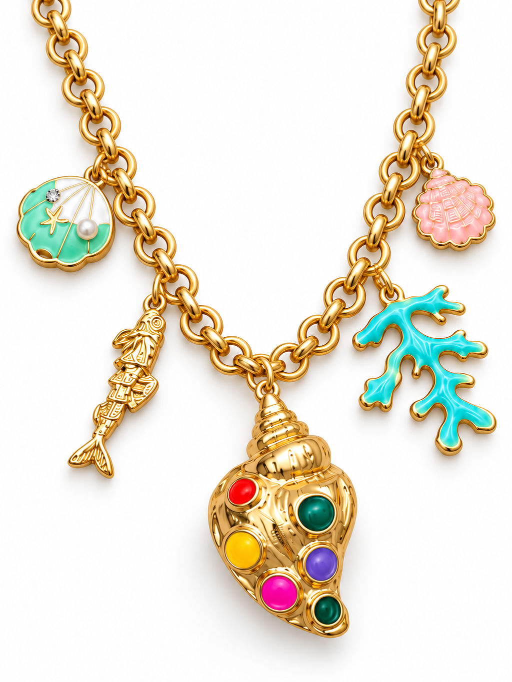 Colorful Seashell Charm Necklace