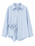 Oversized Shirt with Floral Cutwork