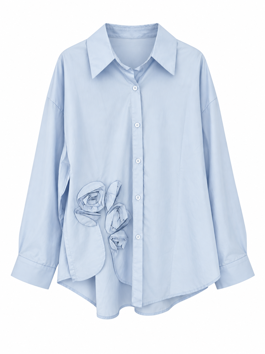 Oversized Shirt with Floral Cutwork
