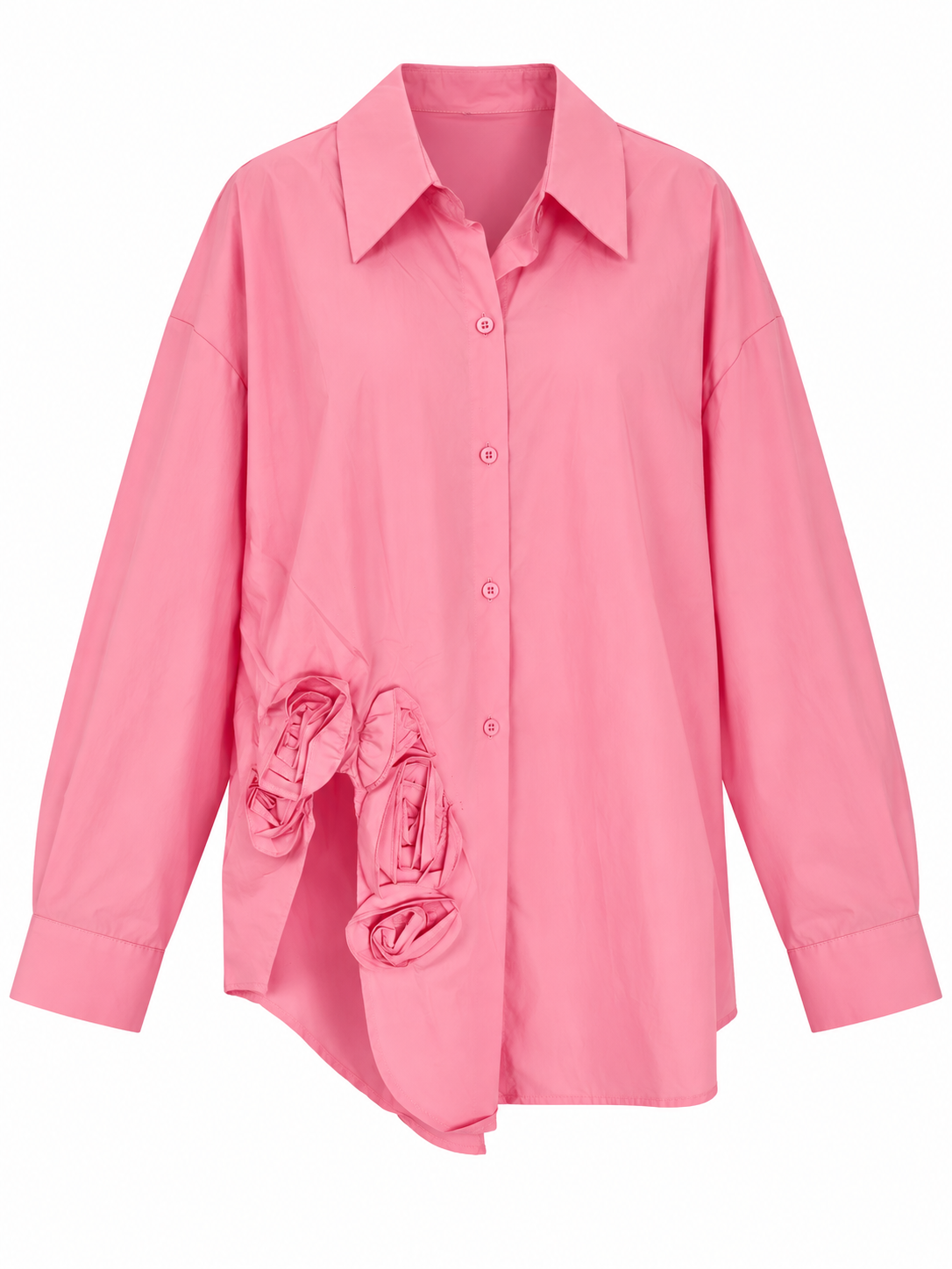 Oversized Shirt with Floral Cutwork