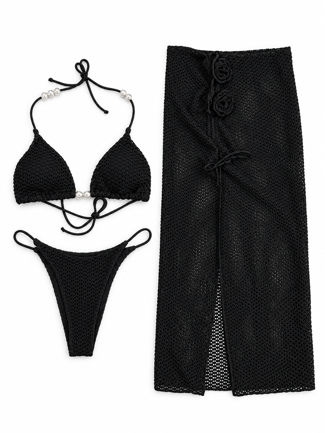Pearl Crochet Bikini & Maxi Skirt Set