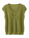 Layered V-Neck Crochet Top