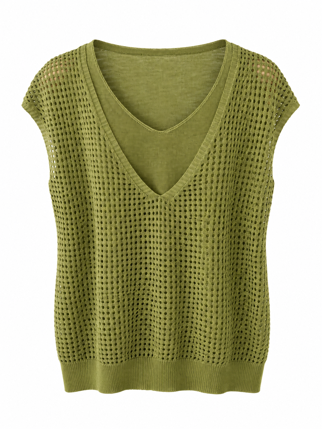 Layered V-Neck Crochet Top