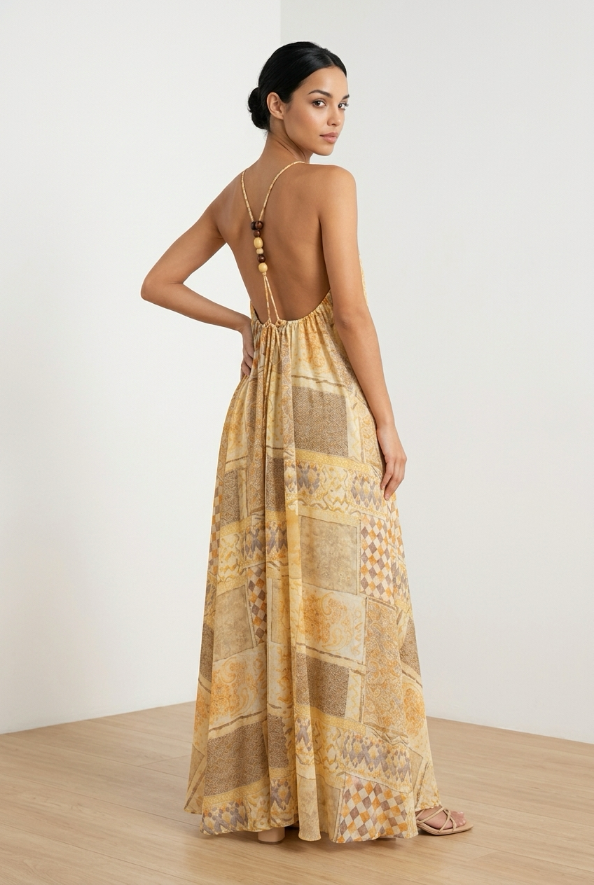 Golden Patchwork Maxi Dress