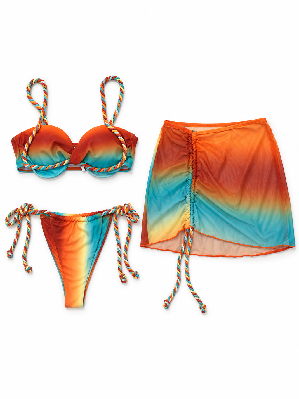 Sunset Ombré Bikini & Skirt Set