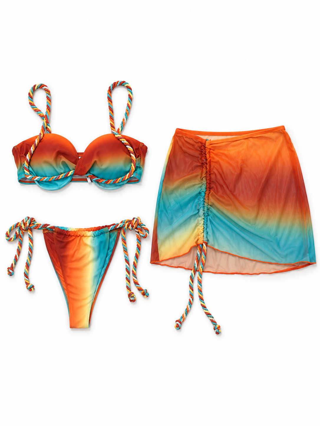 Sunset Ombré Bikini & Skirt Set