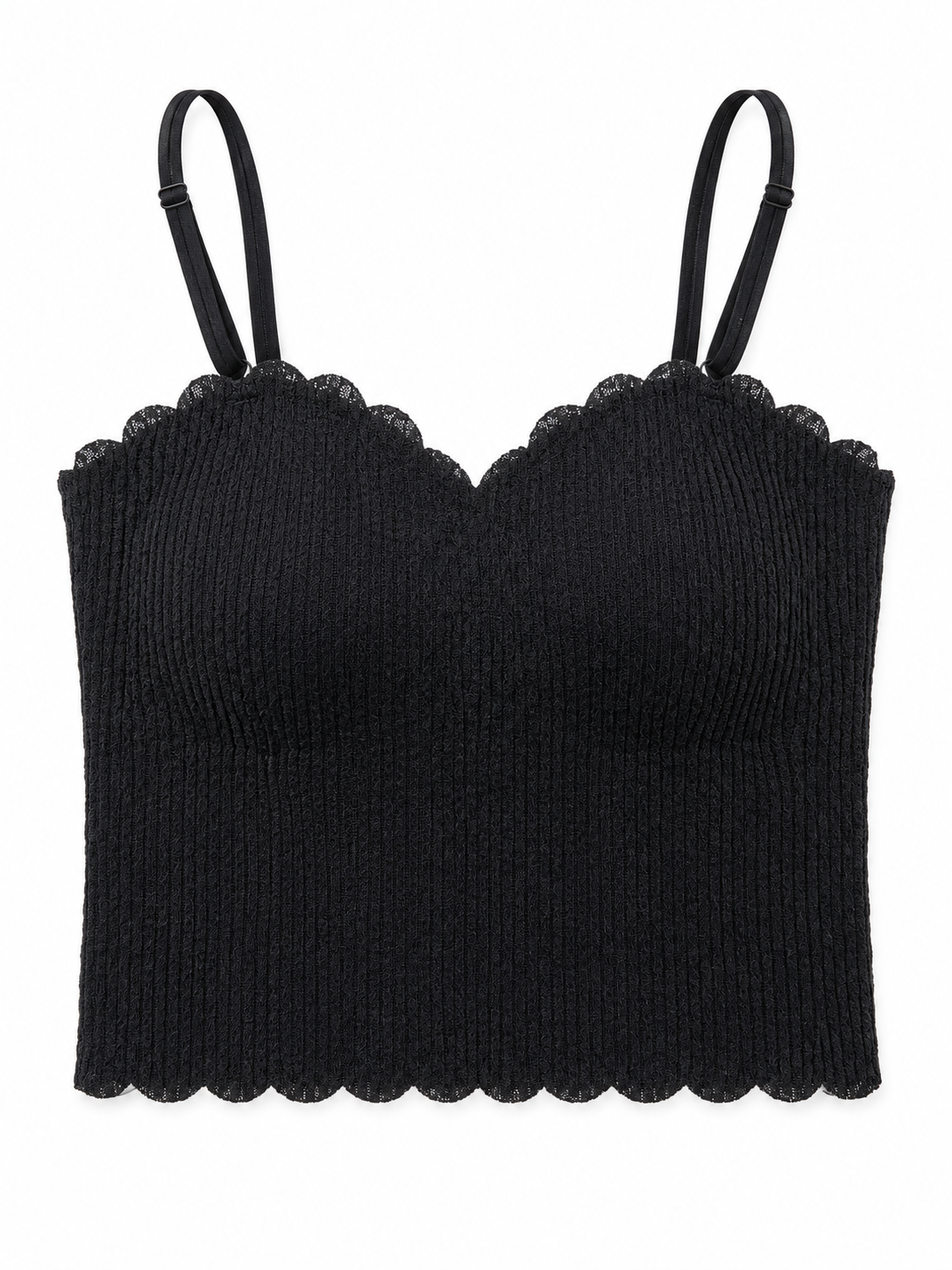 Lace Trim Ribbed Bra