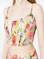 Load image into Gallery viewer, Linen Floral Set of skirt and Corset Top
