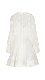 Load image into Gallery viewer, Organza Mini Dress With Floral Appliques
