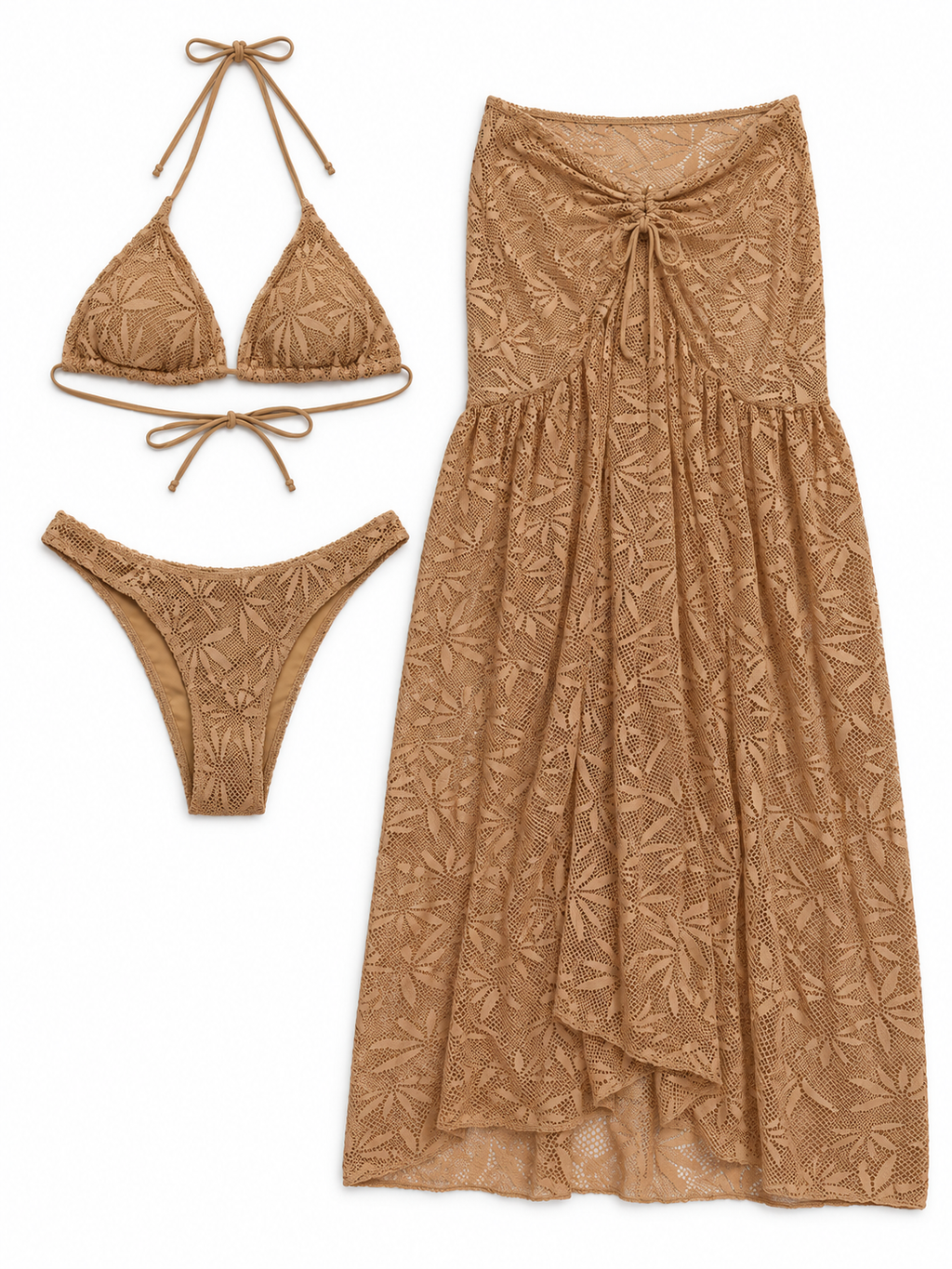Crochet Bikini & Wrap Skirt Set