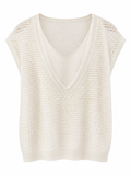 Layered V-Neck Crochet Top
