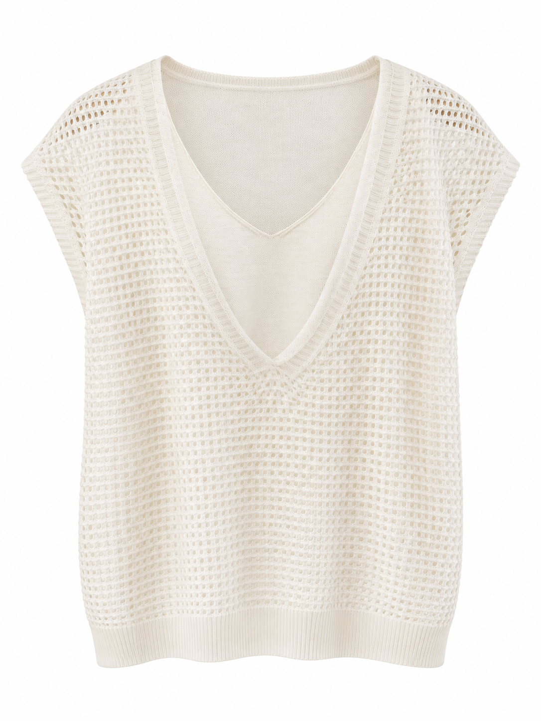 Layered V-Neck Crochet Top