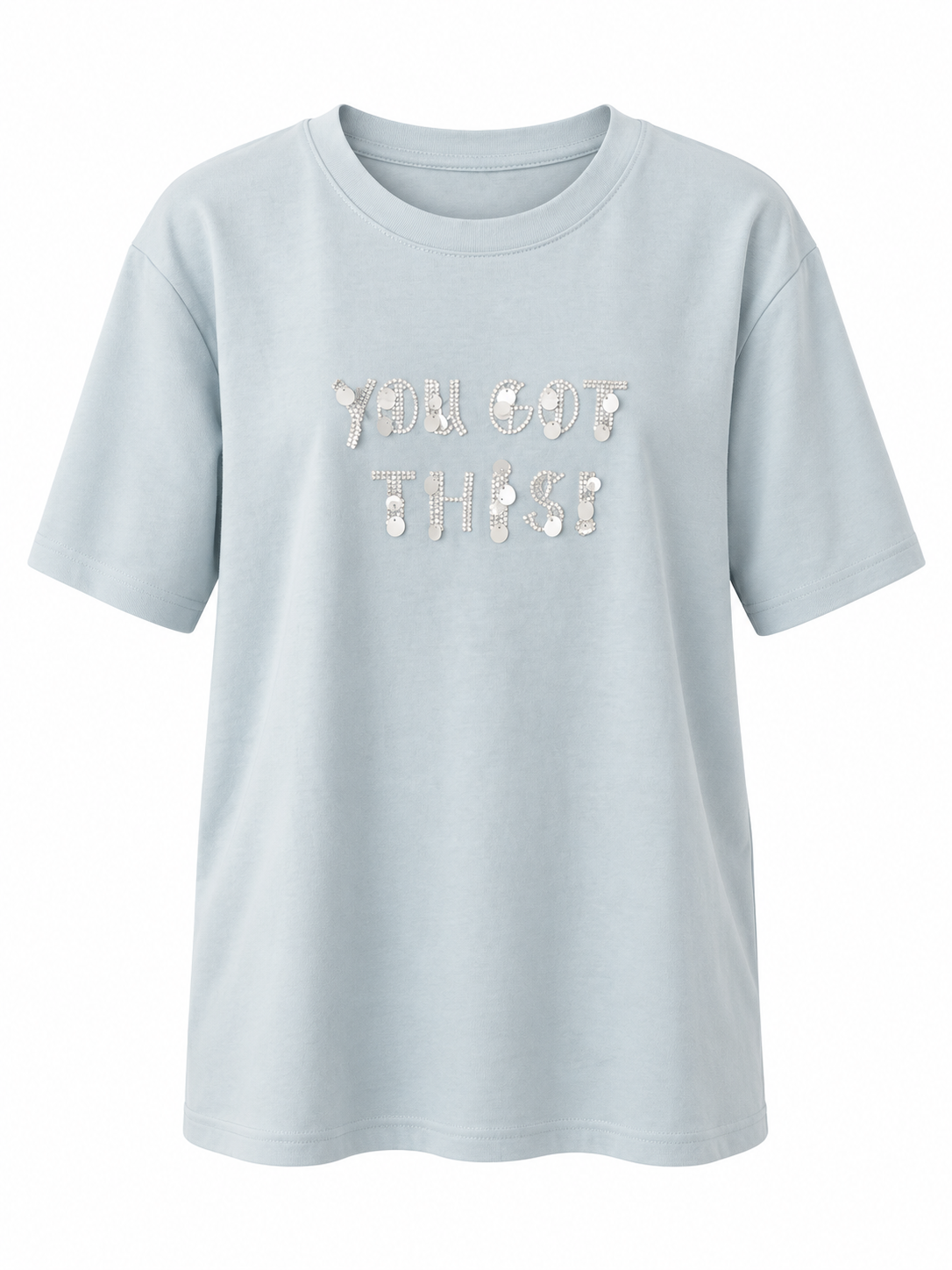 Beaded Slogan T-Shirt