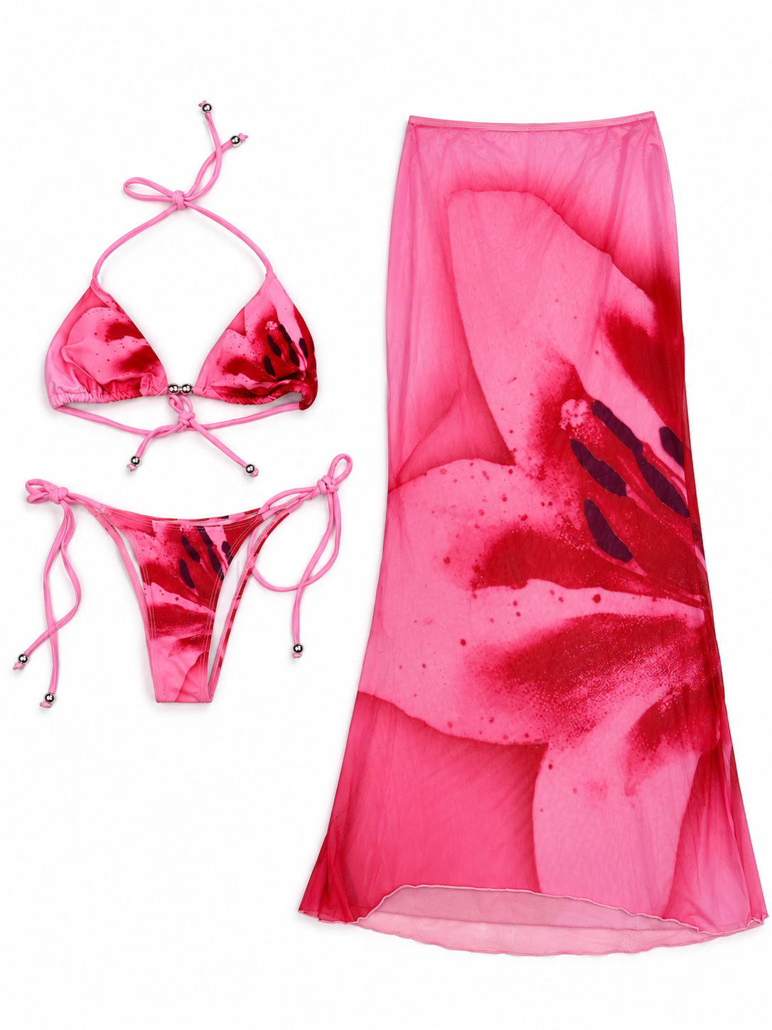 Floral Bikini & Maxi Skirt Set