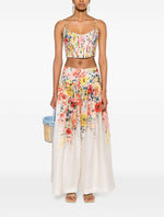 Load image into Gallery viewer, Linen Floral Set of skirt and Corset Top
