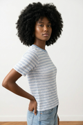 Striped Textured Short-Sleeve Top