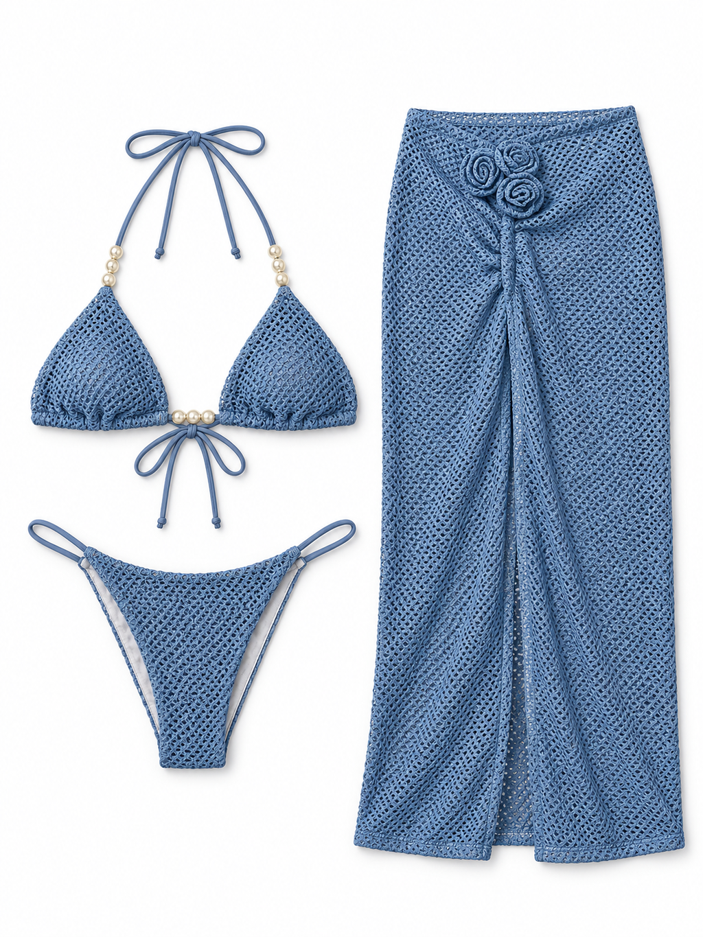 Pearl Crochet Bikini & Maxi Skirt Set