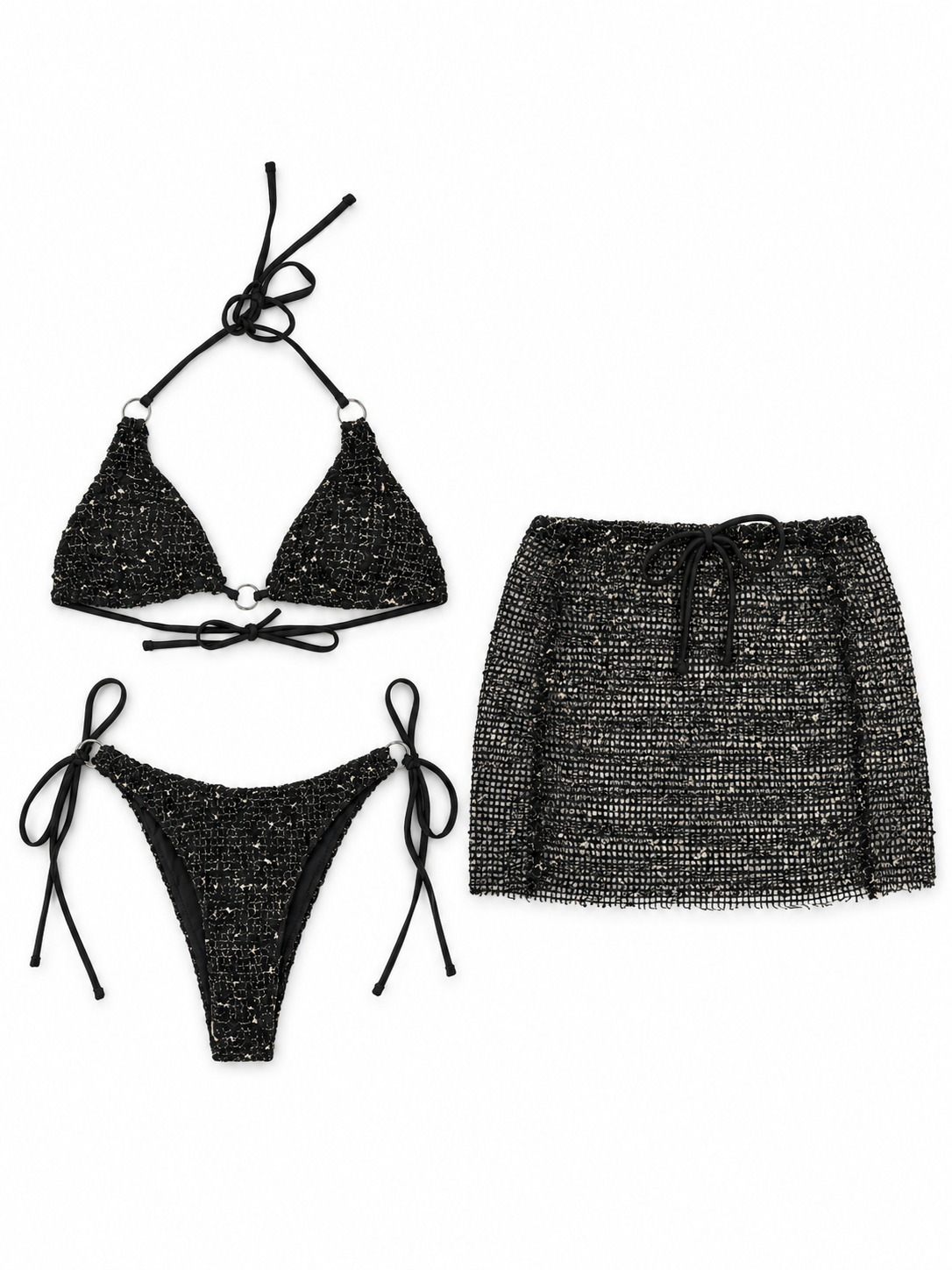 Rust Sparkle Bikini & Mini Skirt Set