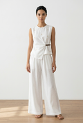 Embellished Buckle Top & Wide-Leg Co-Ord Set