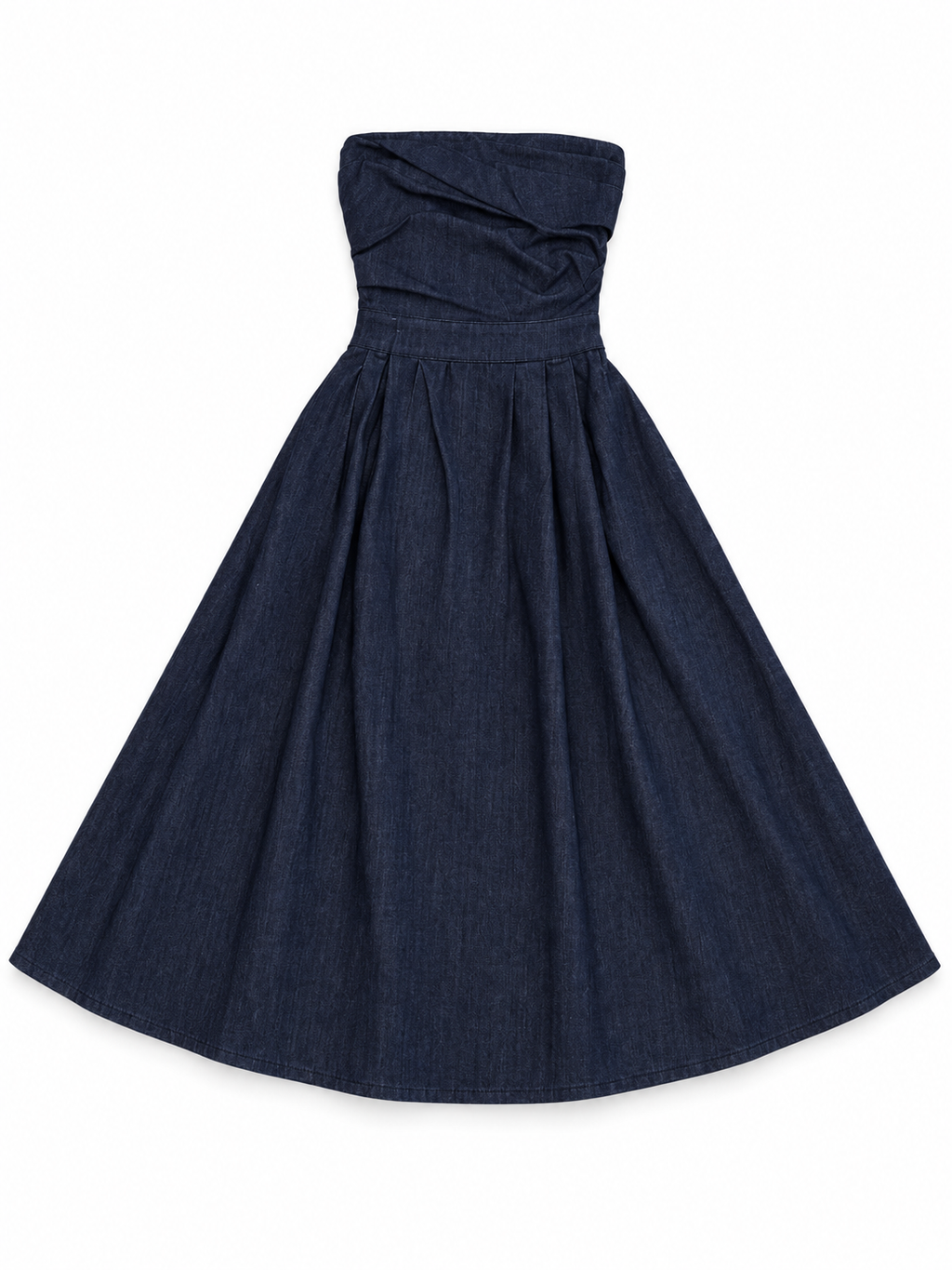 Strapless Denim Midi Dress
