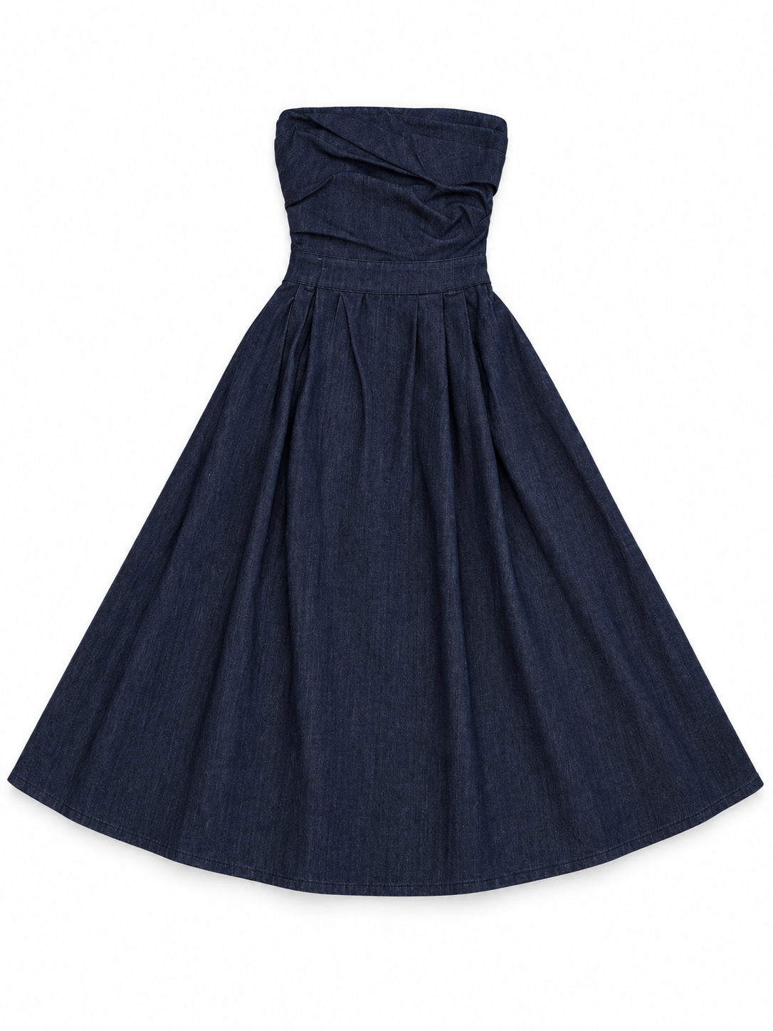 Strapless Denim Midi Dress
