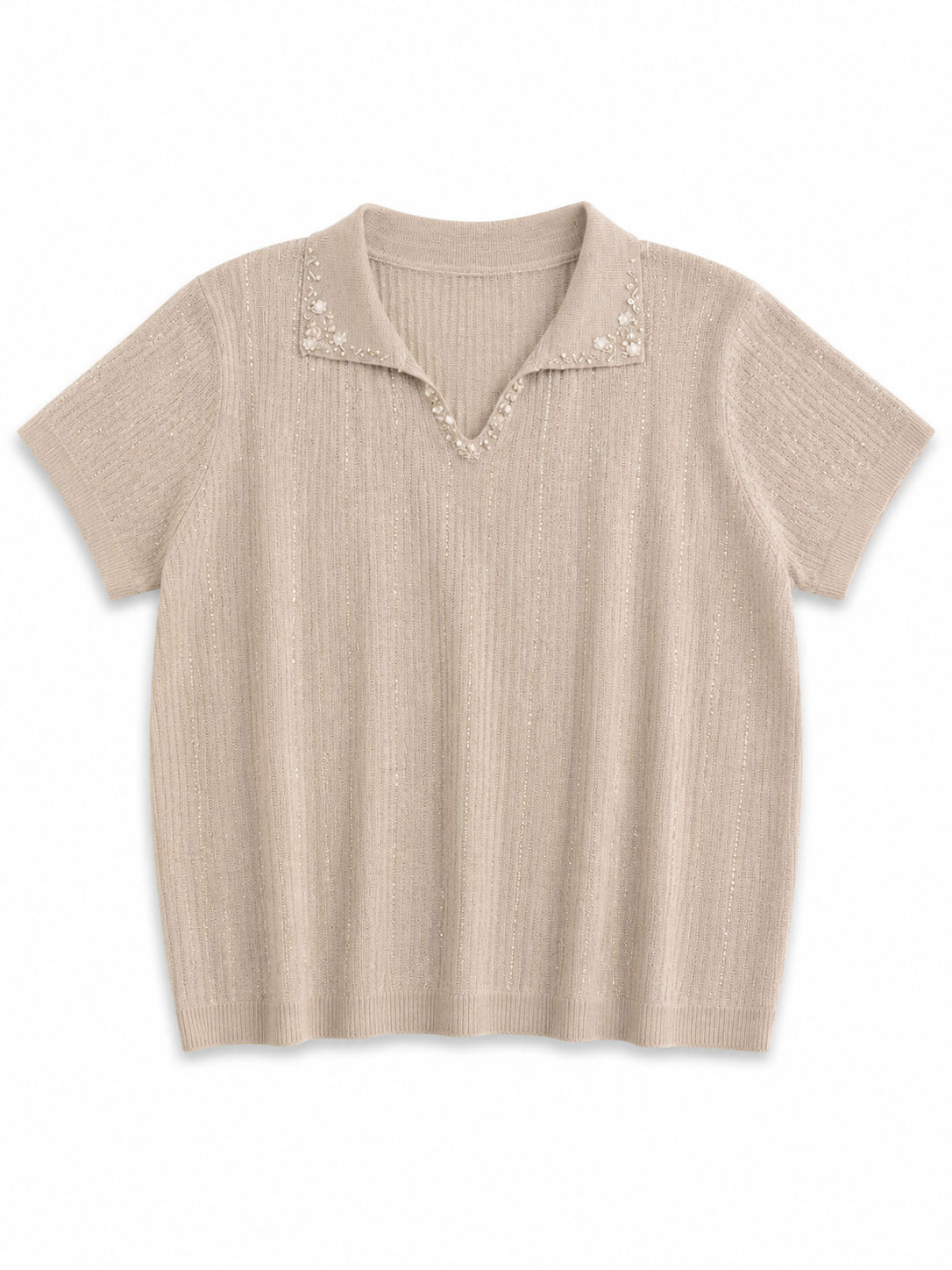 Pearl Collar Knit Top